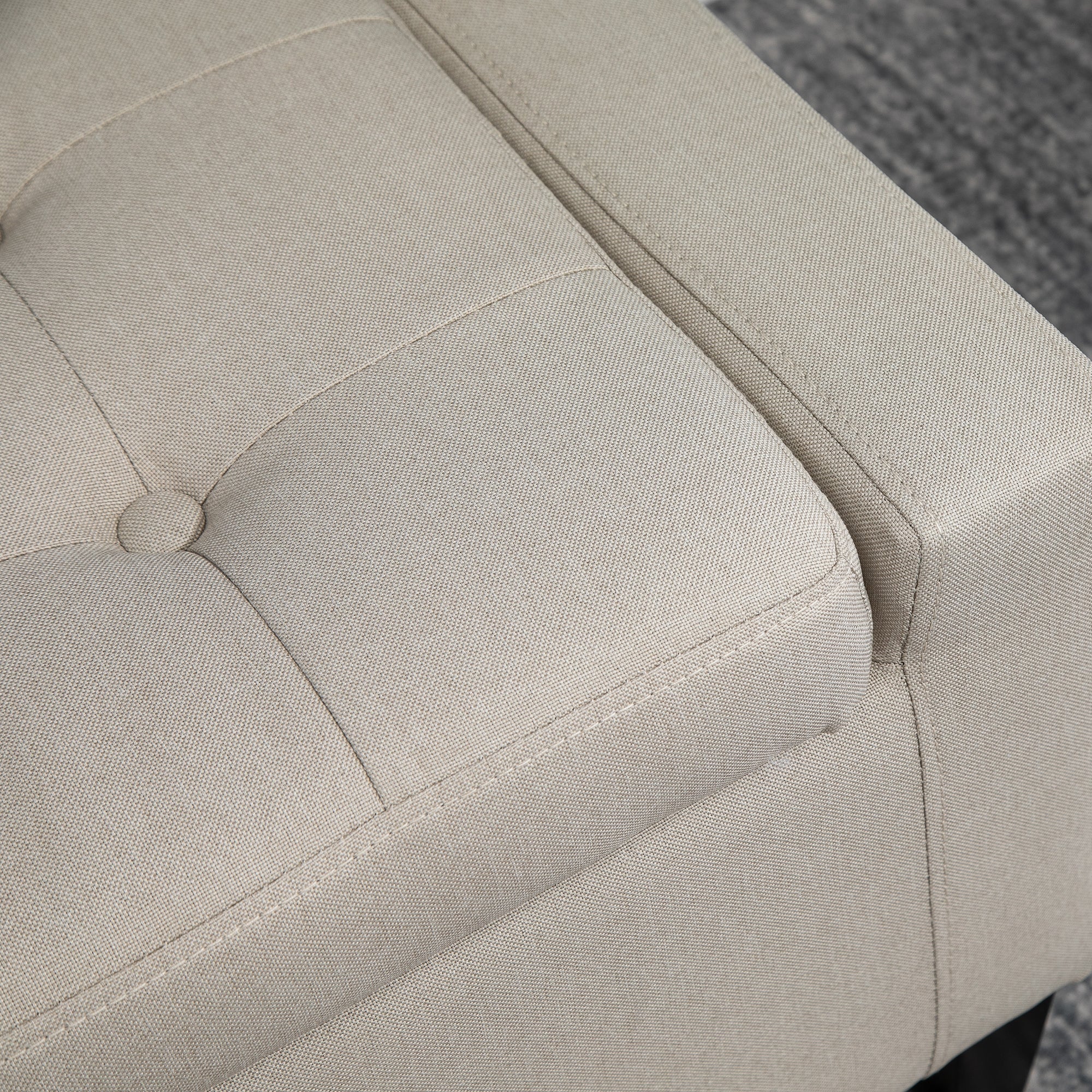 HOMCOM Linen-Touch Storage Ottoman: Tufted Flip-Top Design for Added Functionality, Beige 
