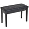 Classic Piano Bench Stool, PU Leather Padded Keyboard Seat with Rubber Wood Legs and Music Storage Compartment, Banded Seat, Black