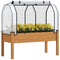 Raised Garden Bed with PE Greenhouse Cover Outdoor Elevated Wood Planter Box for Herbs and Vegetables Sand