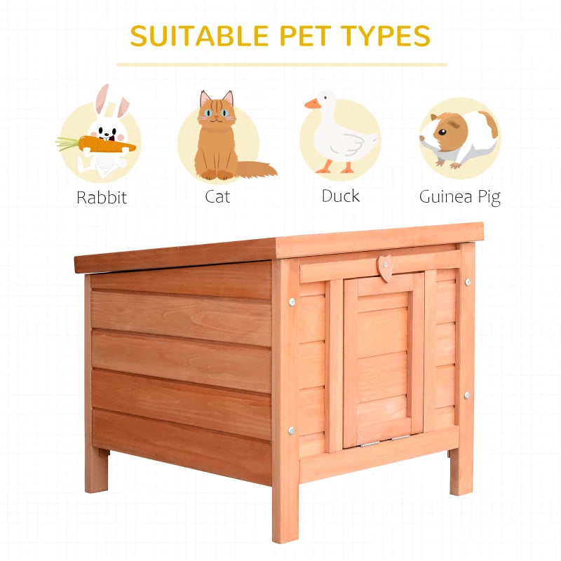 Wooden Rabbit Hutch Bunny Cage Outdoor Cat House Guinea Pig Cage Duck Shelter, Indoor Outdoor Use, 20"x16.5"x17", Orange