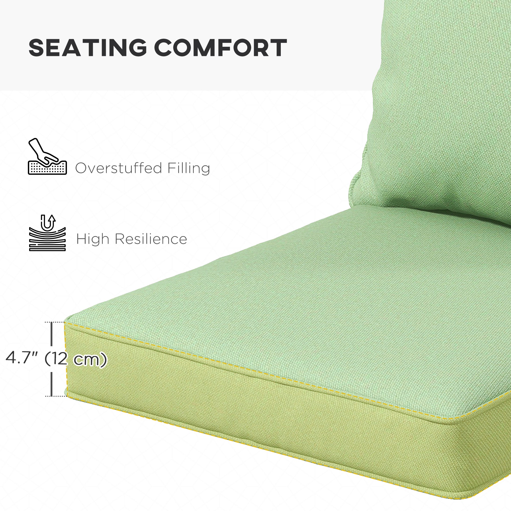 Outsunny 4-Piece Seat Cushion Back Pillows Replacement, Patio Chair Cushions Set for Indoor Outdoor, Green 