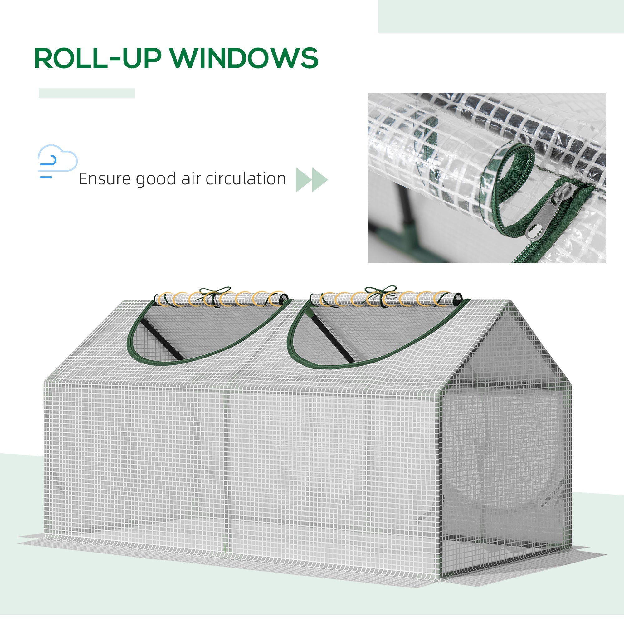 Outsunny Portable Mini Grow Refuge: 47" x 24" x 24" Outdoor Floral Plant Warm Haven 2 Windows Steel PE Cover White 