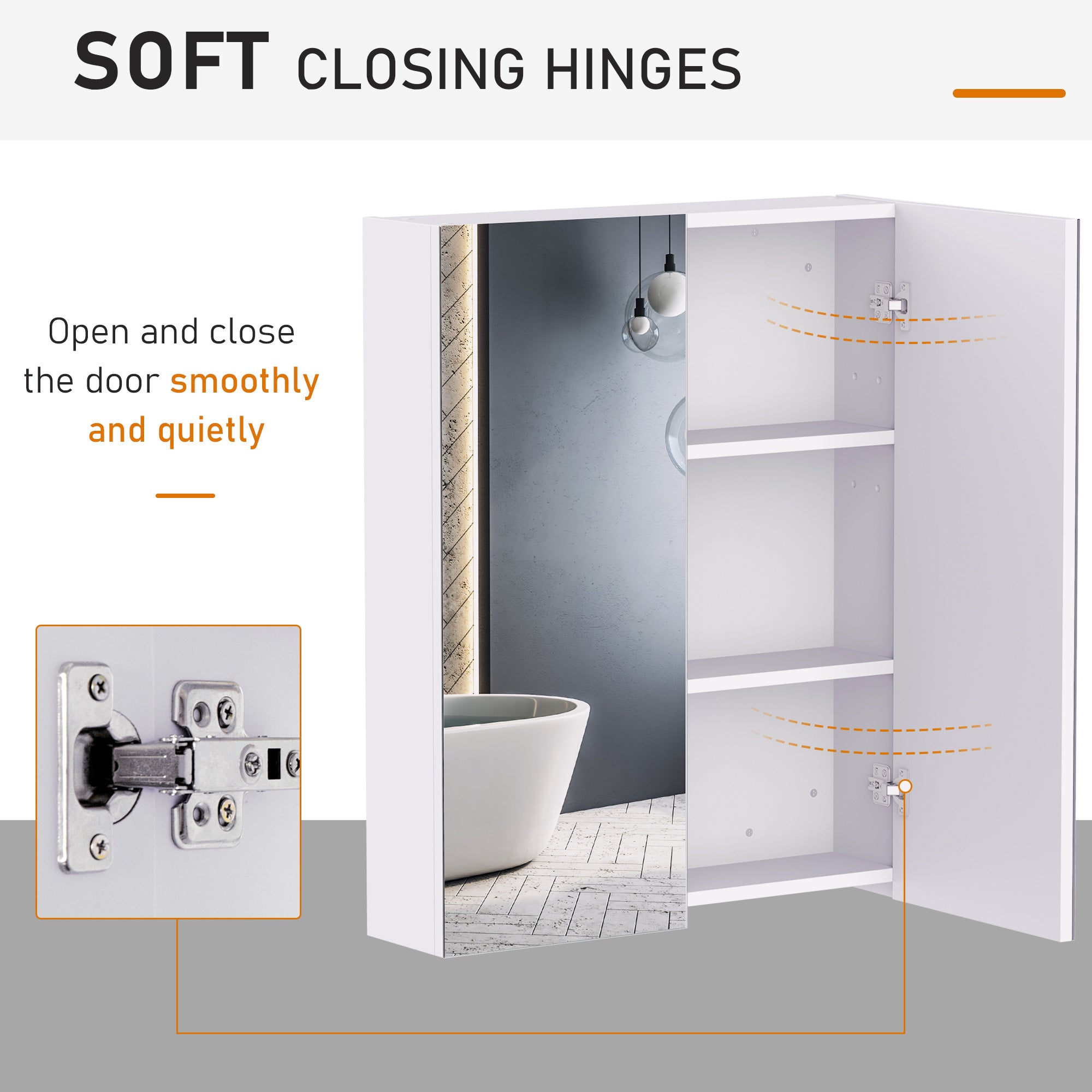 HOMCOM White Over Toilet Cabinet: Wall Mounted Bathroom Storage with Mirror & Adjustable Shelf Behind Double Doors 