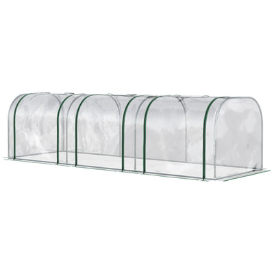 Outsunny Portable Mini Tunnel Greenhouse 10' x 3' x 2.5' with 3 Zipped Doors Clear Easy Assembly 