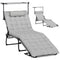 Folding Lounge Chair with Adjustable Canopy, 4-Position Outdoor Tanning Chair with Headrest, Light Grey