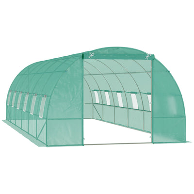 Outsunny Large Walk-in Tunnel Greenhouse: 26.2'x10'x6.7' Steel Frame for Outdoor Garden Plants, Green 