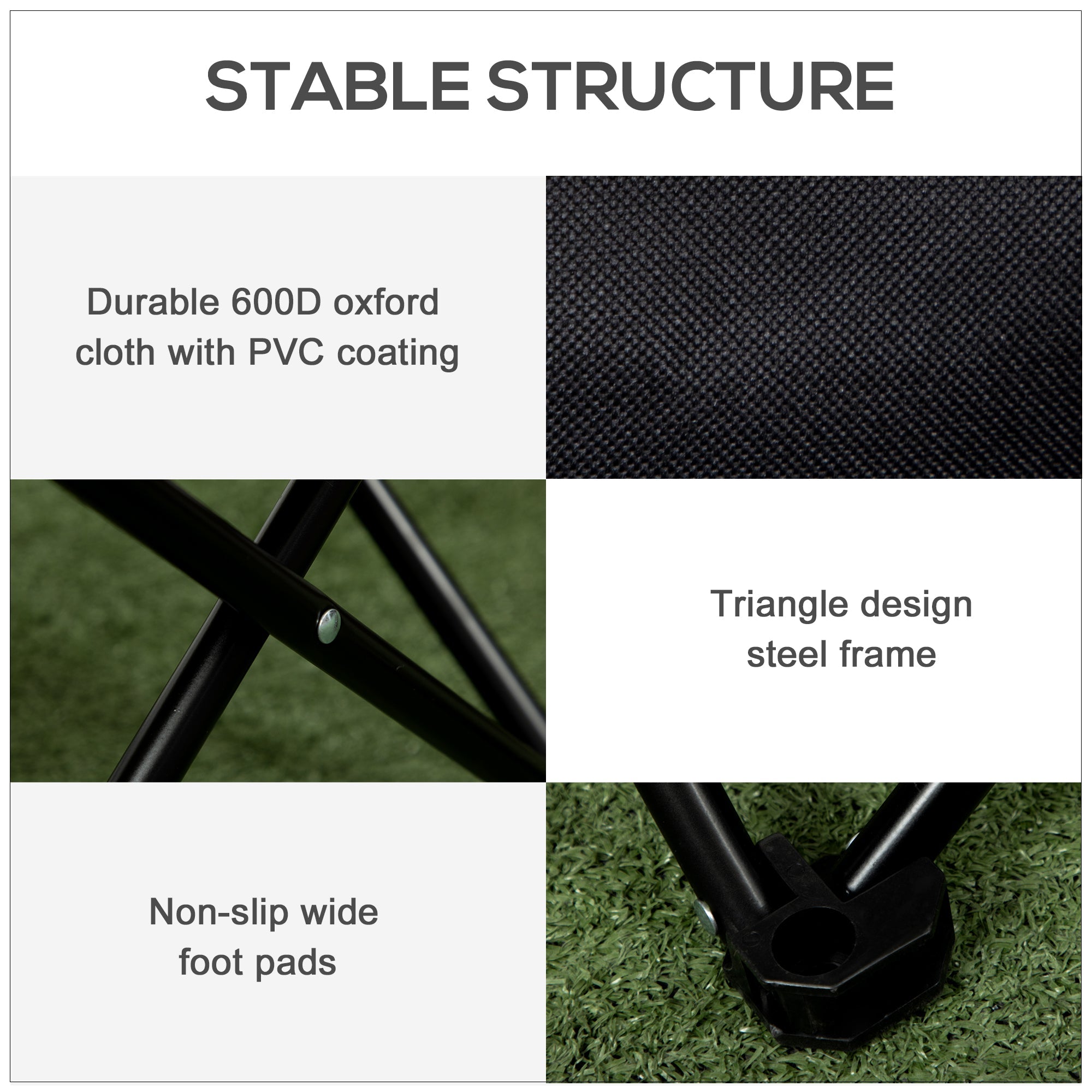 Outsunny Folding Camping Chair Lightweight Portable Chair for Outdoor Hiking Backpacking with Carry Bag Side Pocket Black 