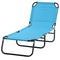 Outsunny Folding Lounge Chair Outdoor Steel Mesh Tanning Recliner with Adjustable Back for Beach Yard Patio Sky Blue