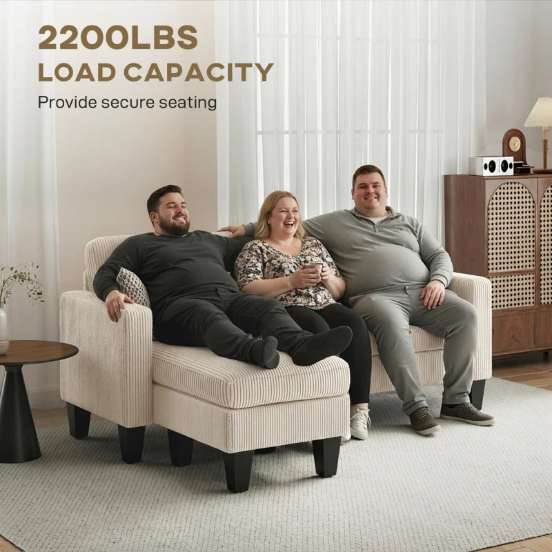 Sectional Sofa, L Shaped Couch, with Changeable Chaise or Ottoman, Cream White