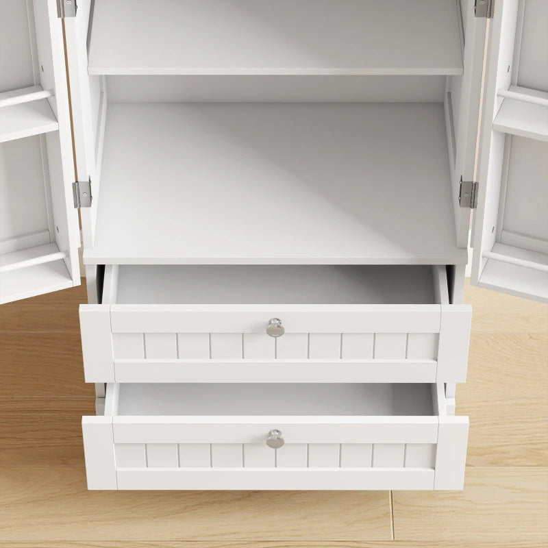 47.2-Inch Farmhouse Kitchen Pantry Cabinet with 6 Door Racks and 2 Drawers – White