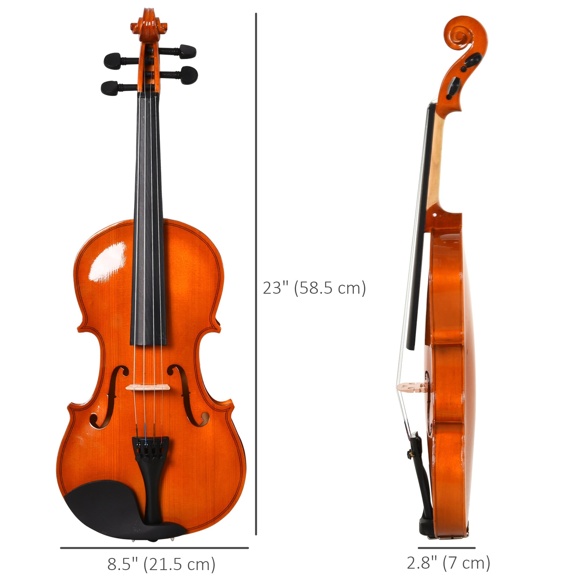 HOMCOM Full Size 4/4 Violin Set Maple Wood with Accessories Storage Box Orange 