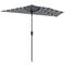 Half Outdoor Patio Umbrella with Solar LED Lights Half Umbrella with Crank 9ft Dark Grey