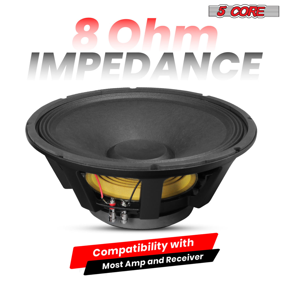 5Core 15 Inch Subwoofer Speaker 1500W Peak 8Ohm Full Range Replacement DJ Sub Woofer