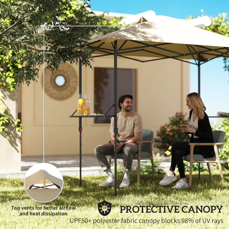 5 x 8.5 ft Pop Up Grill Gazebo with 2 Shelves, UPF 50+ Outdoor Instant Canopy Portable Shelter with Carry Bag, Khaki