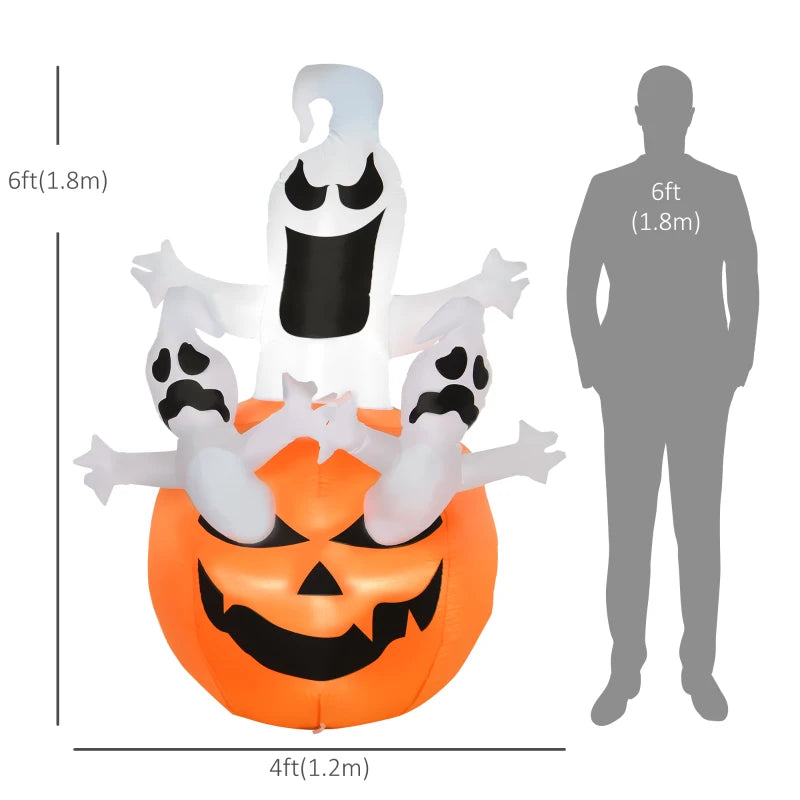 HOMCOM Inflatable Haunted Tree – LED Lighted Halloween Decoration with Owl, Ghost, and Pumpkins 