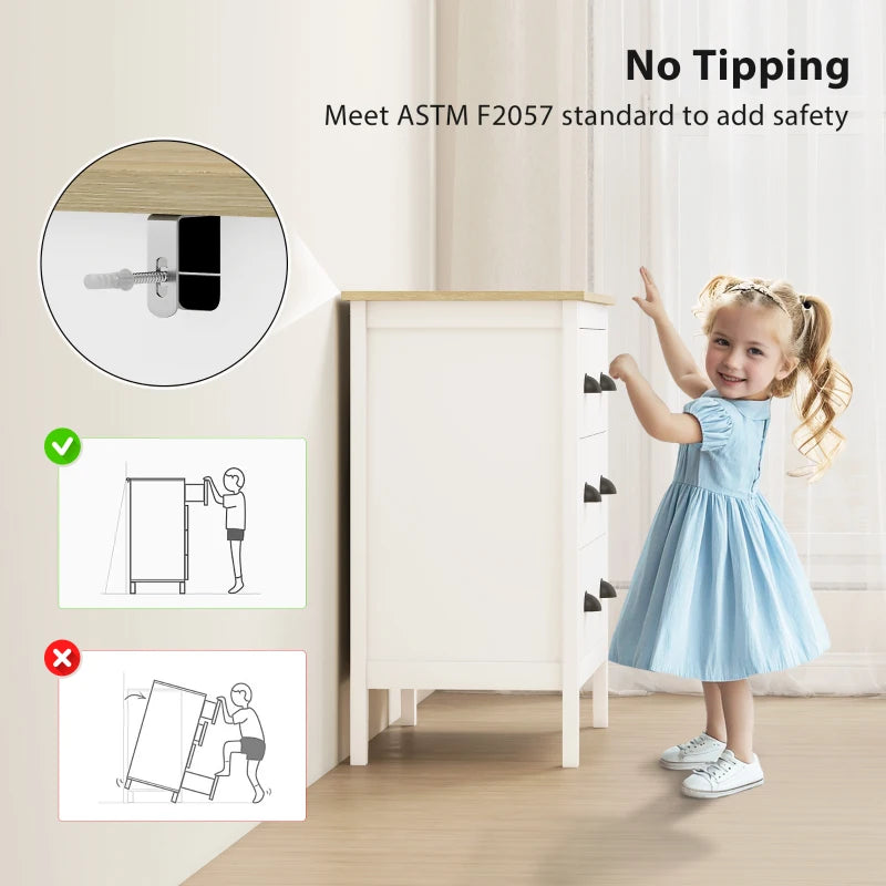 Chest of Drawers with Anti-Tipping, Simple Setup, Easy Clean, Quiet Slides, Modern 3 Drawer Dresser, White