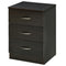 Bedside Table, Modern Night Stand with 3 Drawers and Metal Rail for Bedroom, Dark Brown