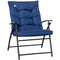 Outsunny Foldable Lounge Chair Fabric Upholstered Recliner Blue Outdoor Lounger with Armrest Metal Frame Camping Beach Chair