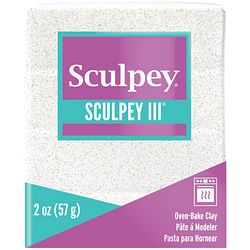 Sculpey III Polymer Clay White Glitter - Free Shipping 