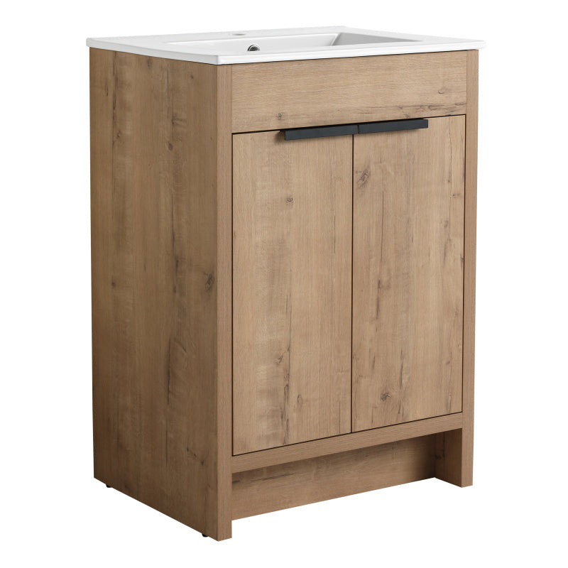 24" Freestanding Bathroom Vanity 2 Soft-Close Cabinet Doors (KD-PACKING Only Vanity without Top 