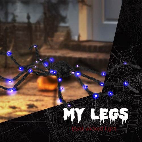 HOMCOM 3.25 Outdoor Halloween Decoration, Light-up Oversized Spider Halloween Prop With Light Up Bendable Legs 