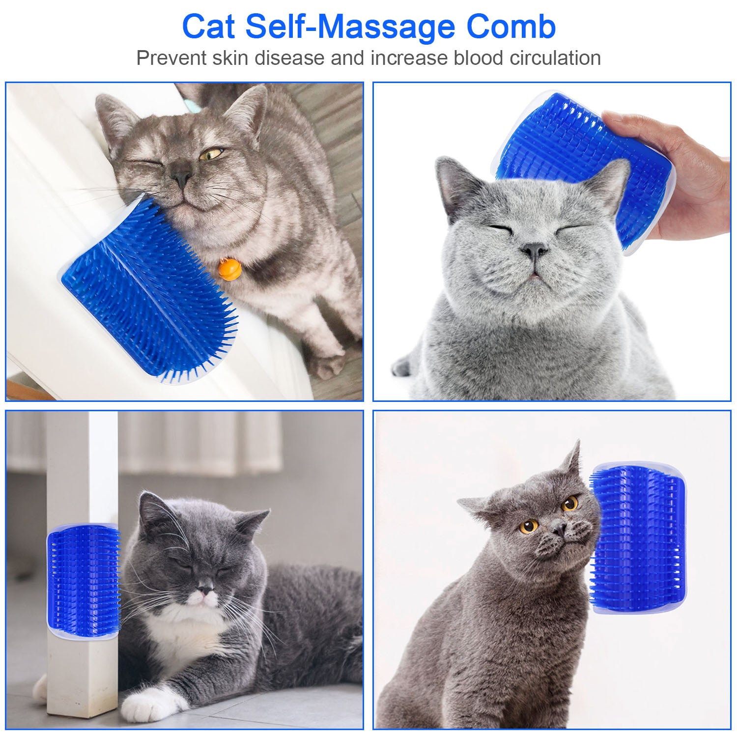 Cat Self Groomers Dog Cat Corner Groomer Wall Corner Massage Combs Pet Grooming Brush Massager for Long Short Fur Cats/Dogs/Horses