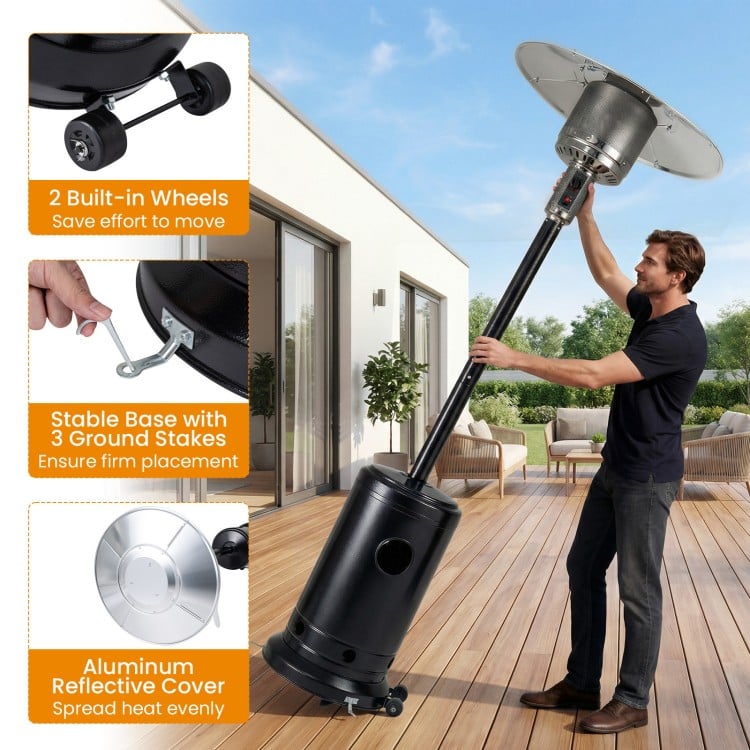 50,000 BTU Patio Propane Gas Heater with Stainless Steel Burner