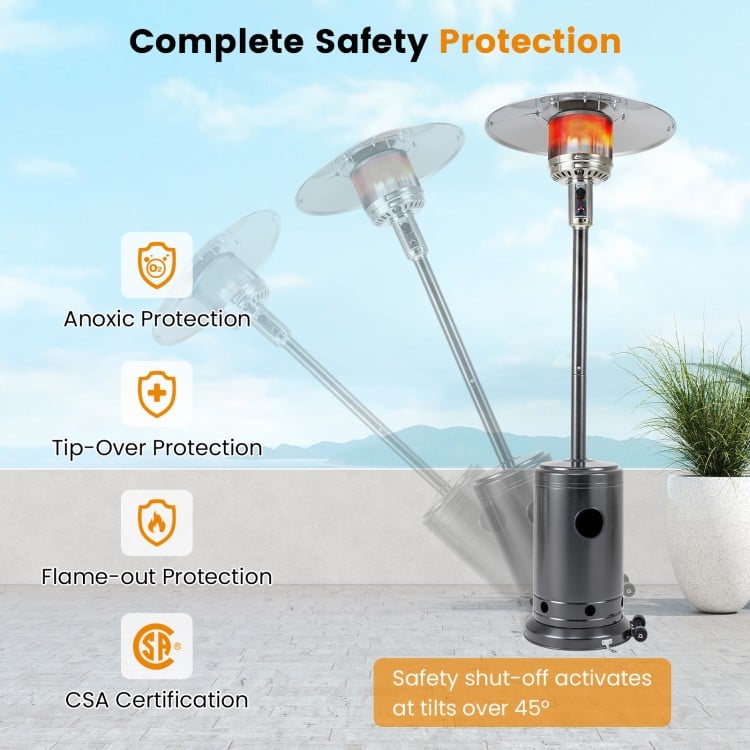 50,000 BTU Patio Propane Gas Heater with Stainless Steel Burner