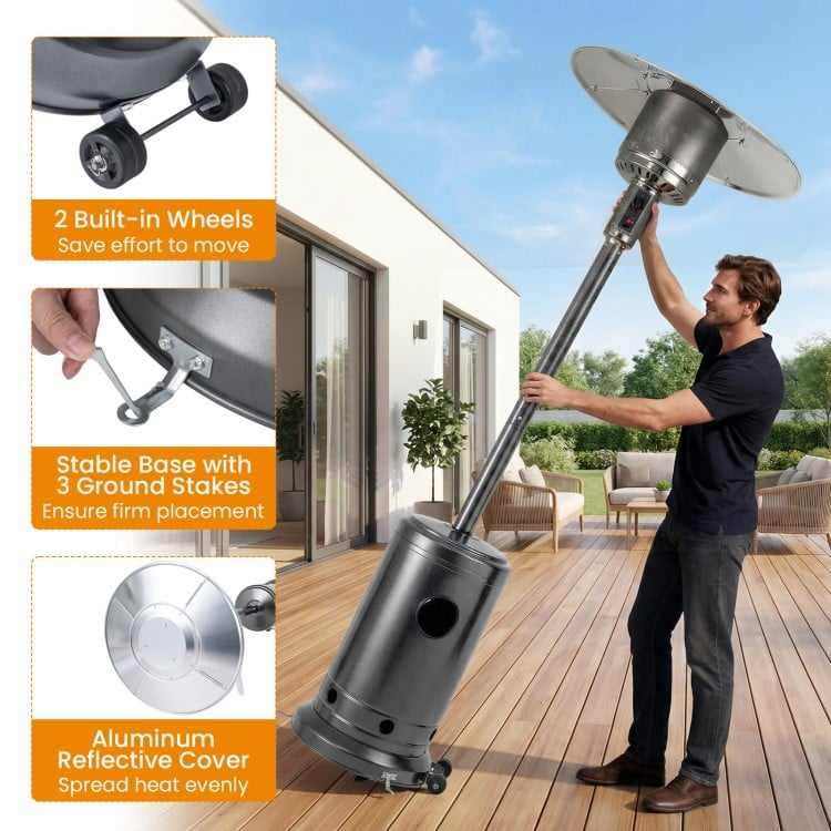 50,000 BTU Patio Propane Gas Heater with Stainless Steel Burner