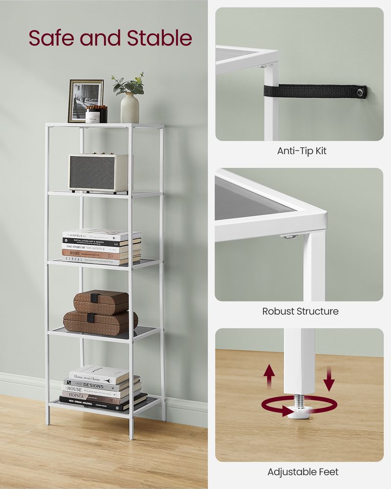 VASAGLE Bookcase, Slim Shelving Unit 