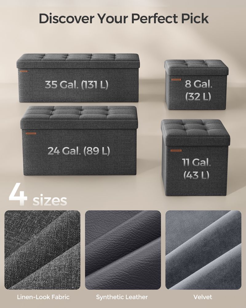 SONGMICS MAZIE Collection 43'' Folding Storage Ottoman Bench 