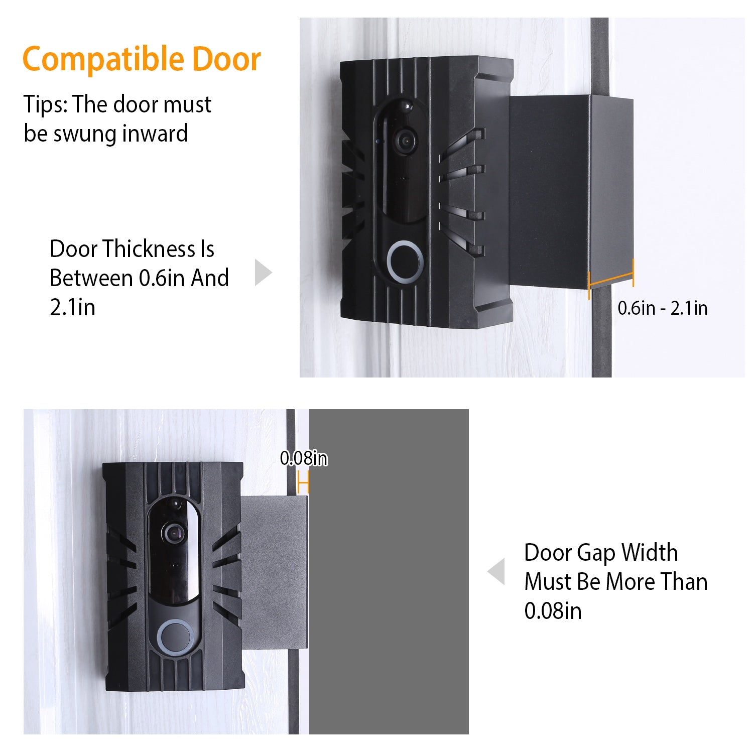 Anti-Theft Video Doorbell Door Mount No-Drill Doorbell Holder Doorbell Mounting Bracket Fit for Most Doorbell Camera Accessories