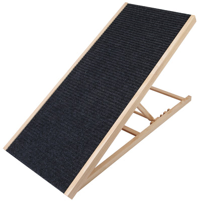 Foldable Wooden Dog Ramp for High Beds Non Slip 4 Heights Adjustable Pet Cat Ramp for Couch Car SUV 176LBS Load 