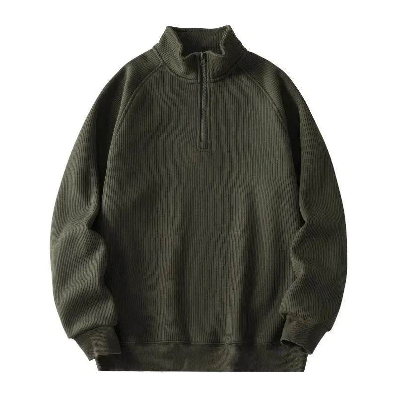 Autumn Winter half zip Stand-collar Fleece Sweatshirt Pullover tops for men 