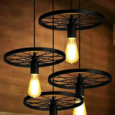 Vintage Industrial Chandelier Ceiling Wheel Light Hanging Pendant~1632 