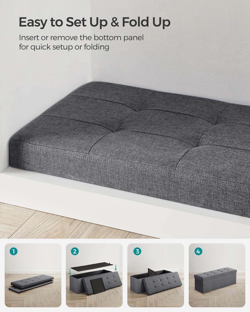 SONGMICS MAZIE Collection 43'' Folding Storage Ottoman Bench 