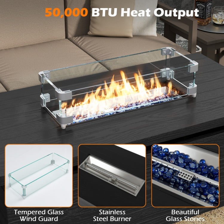 51 Inch Propane Fire Pit Table with Removable Lid