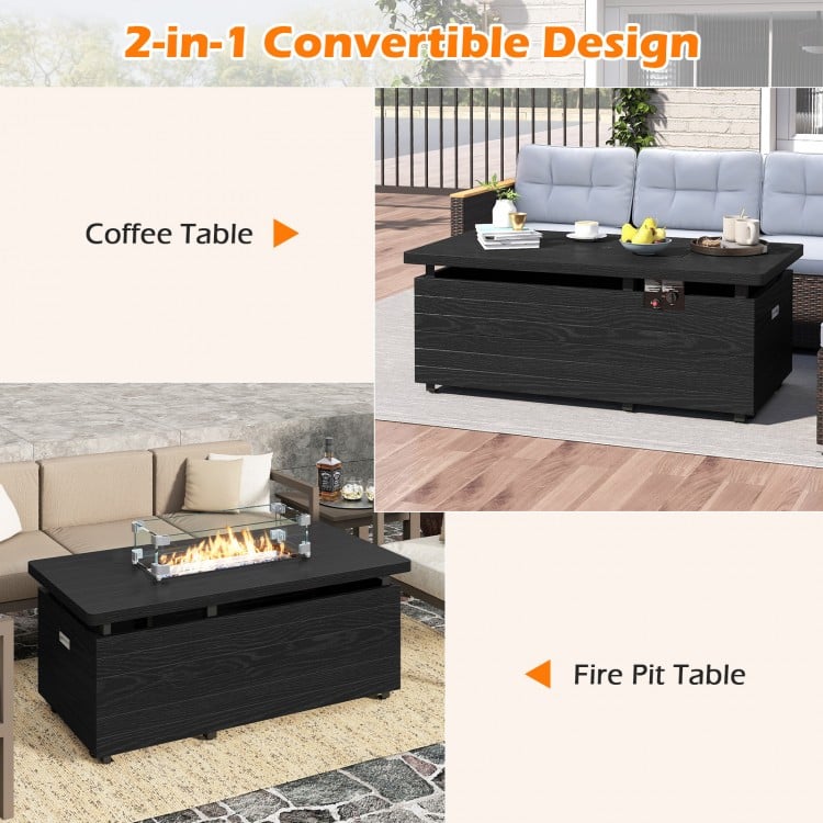 51 Inch Propane Fire Pit Table with Removable Lid