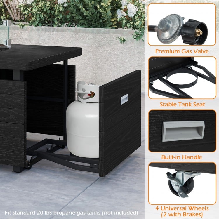 51 Inch Propane Fire Pit Table with Removable Lid