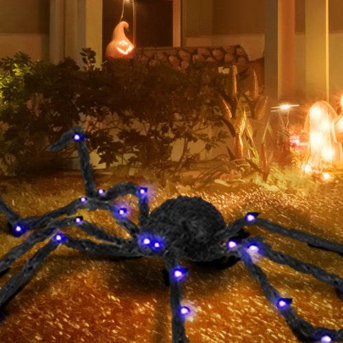HOMCOM 3.25 Outdoor Halloween Decoration, Light-up Oversized Spider Halloween Prop With Light Up Bendable Legs 