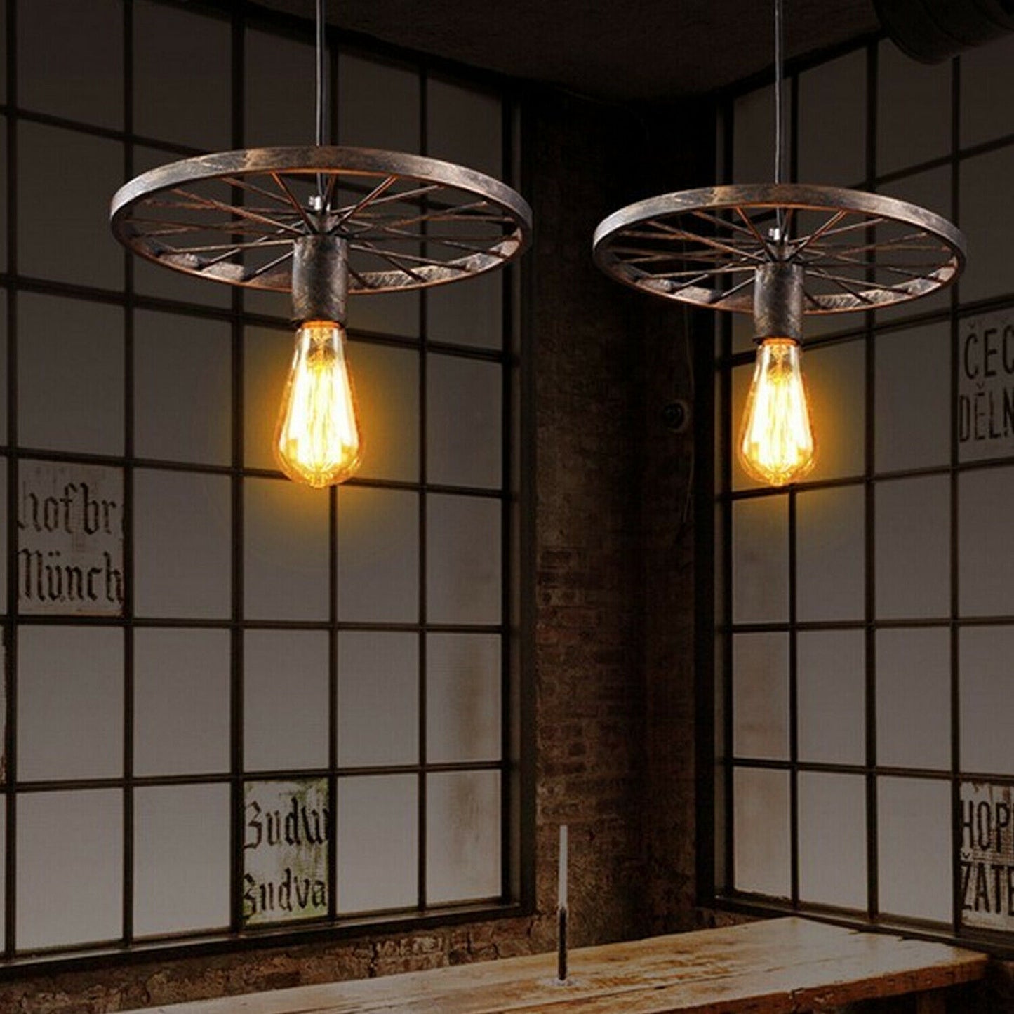 Retro Industrial Ceiling Wheel Pendant Light ~1534