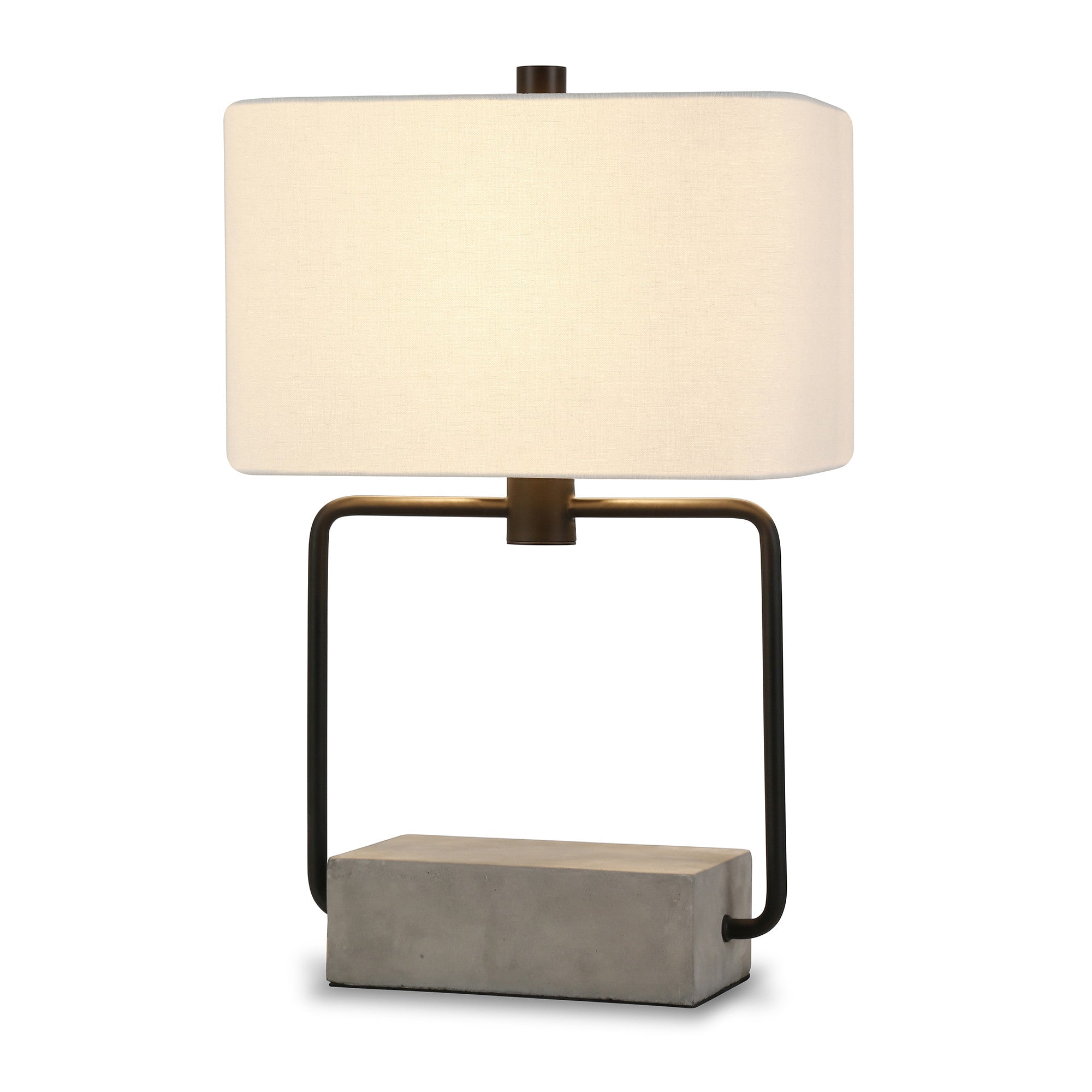 22" Gray and Black Mod Table Lamp With White Rectangular Shade