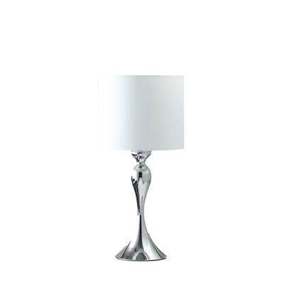 25" Silver Sleek Table Lamp With Off White Drum Shade 