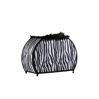 12" Black And White Funky Zebra Pattern Novelty Table Lamp 