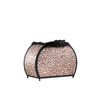 12" Brown and White Funky Leopard Pattern Novelty Table Lamp 