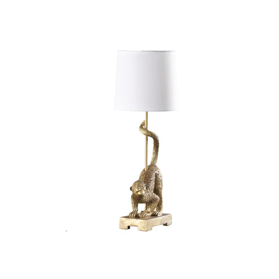 24" Gold Monkey Table Lamp With White Drum Shade 