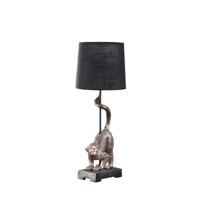 24" Antiqued Gold Monkey Table Lamp With Black Drum Shade 