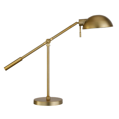 23" Brass Metal Desk Table Lamp With Brass Dome Shade 