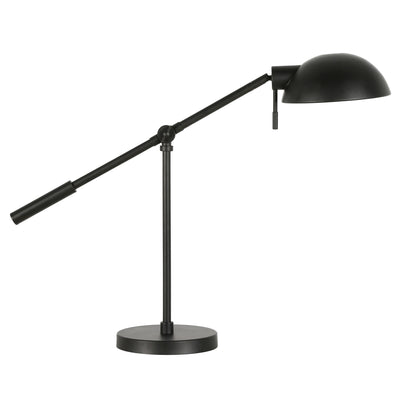 23" Black Metal Desk Table Lamp With Black Dome Shade 