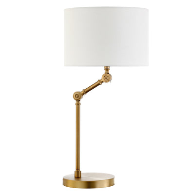 24" Gold Metal Adjustable Table Lamp With White Drum Shade 